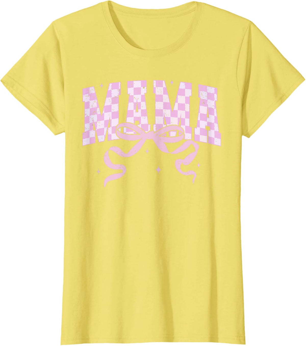 Retro Checkered Mama Coquette Mother's Day Pink Bow